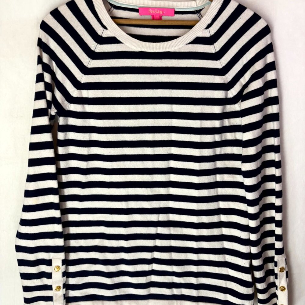 Lily Pulitzer Blue and White Stripe Sweater - Picture 2 of 7